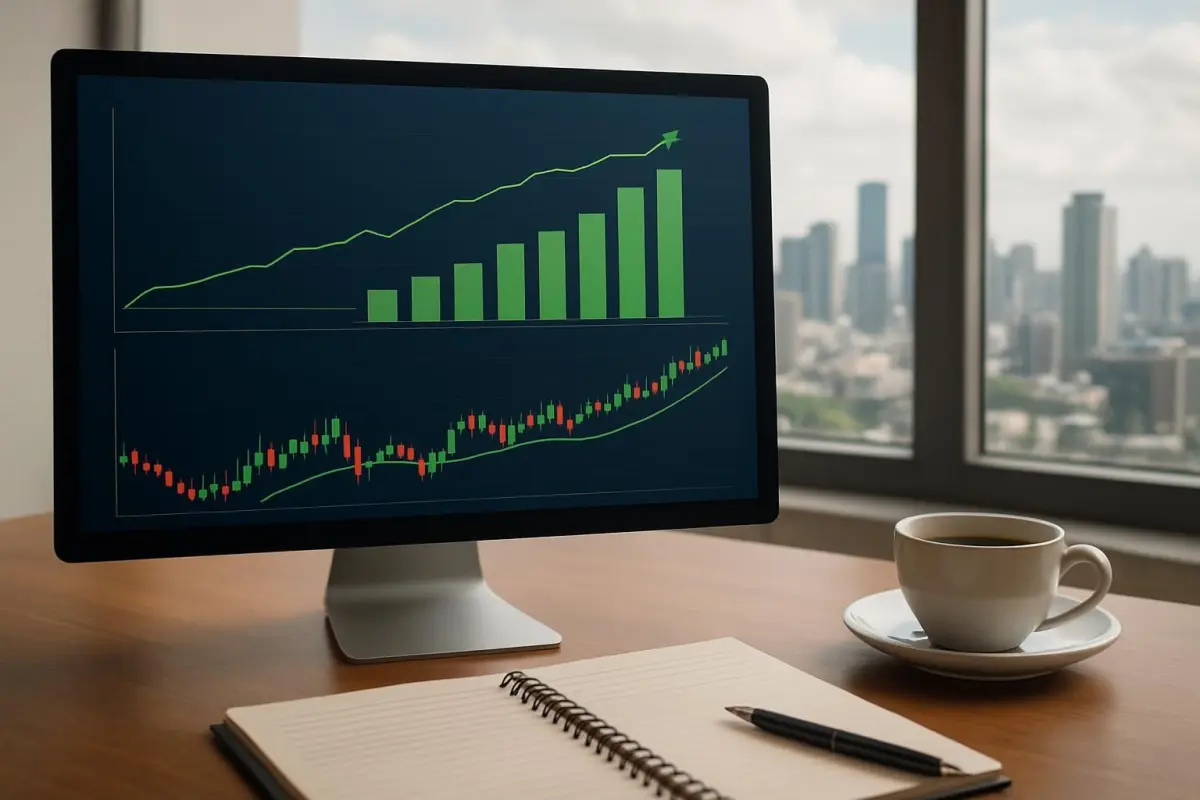 Detailed image of financial charts on a computer screen showing the benefits of government support for heat pump install