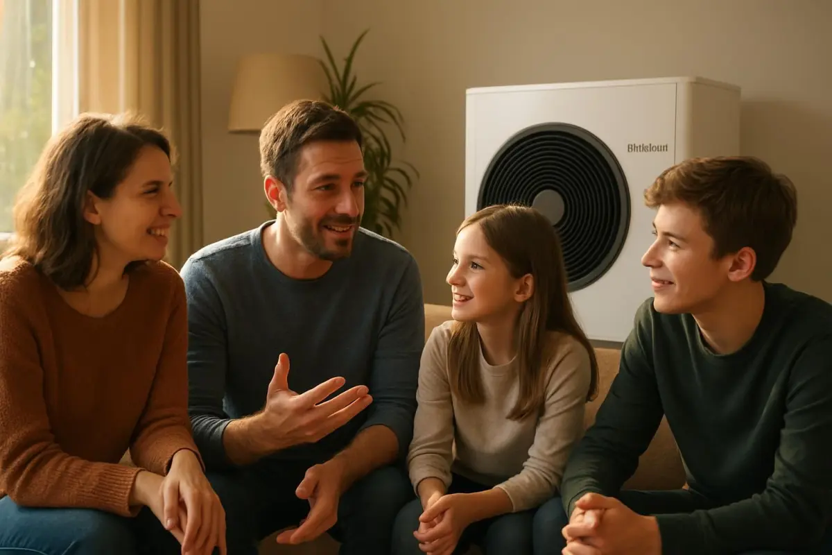 Gezin bespreekt ervaringen met de warmtepomp